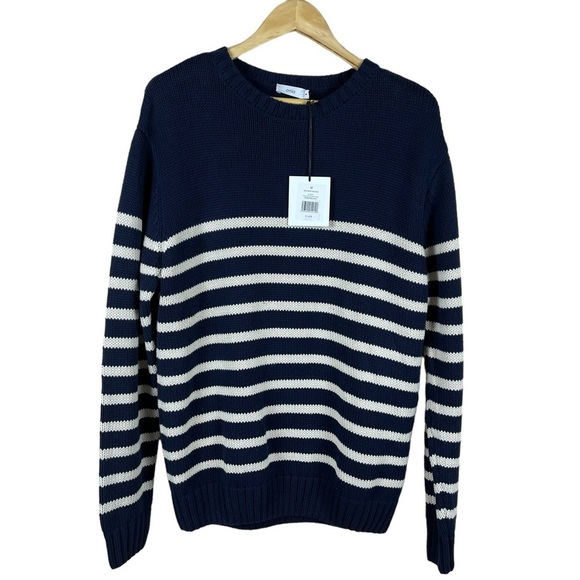Onia Men's Boatneck Sweater Navy Striped Size M - Picture 1 of 9